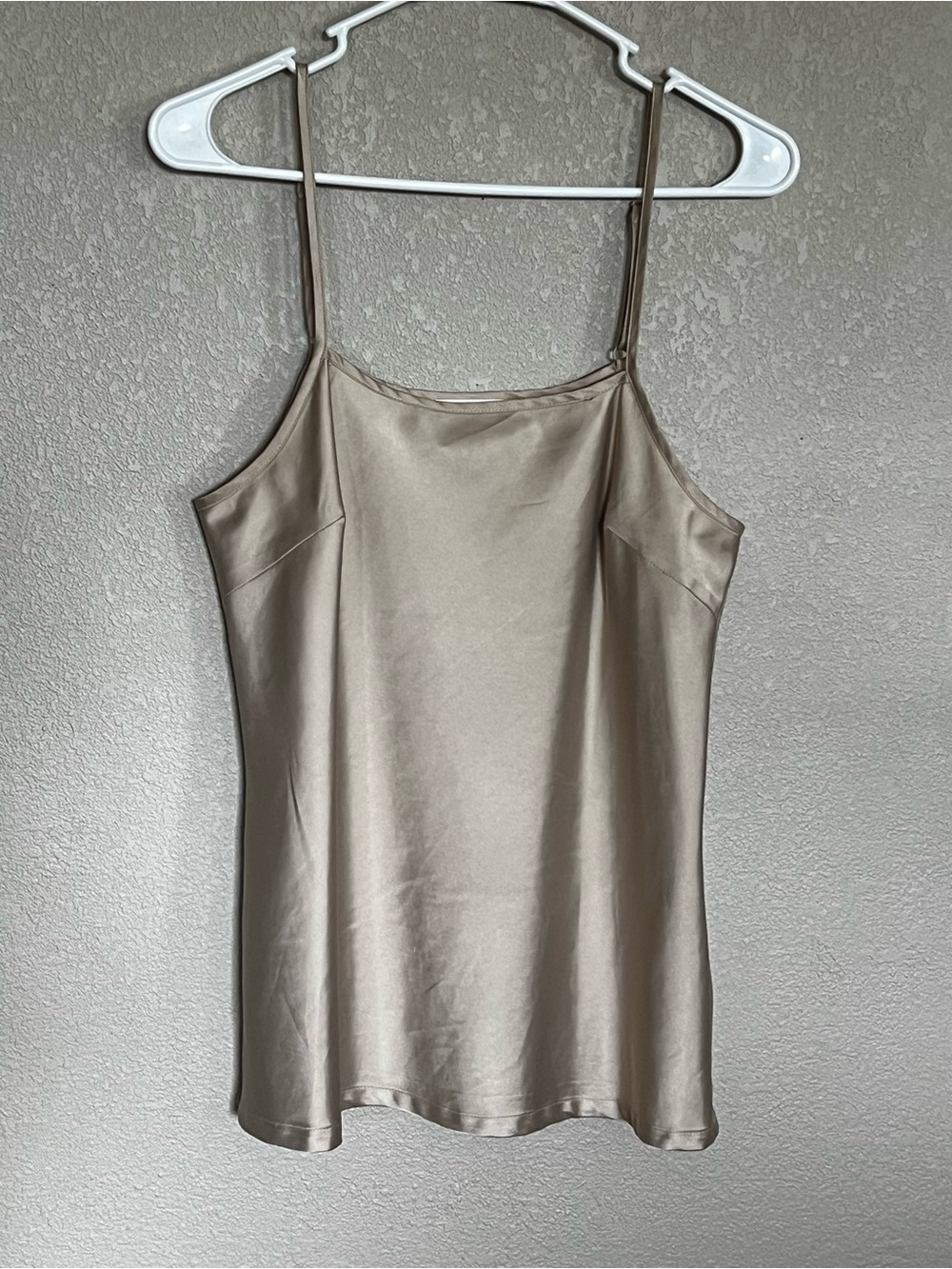 MM Couture Miss Me Champagne Satin Silk Camisole Tank Top